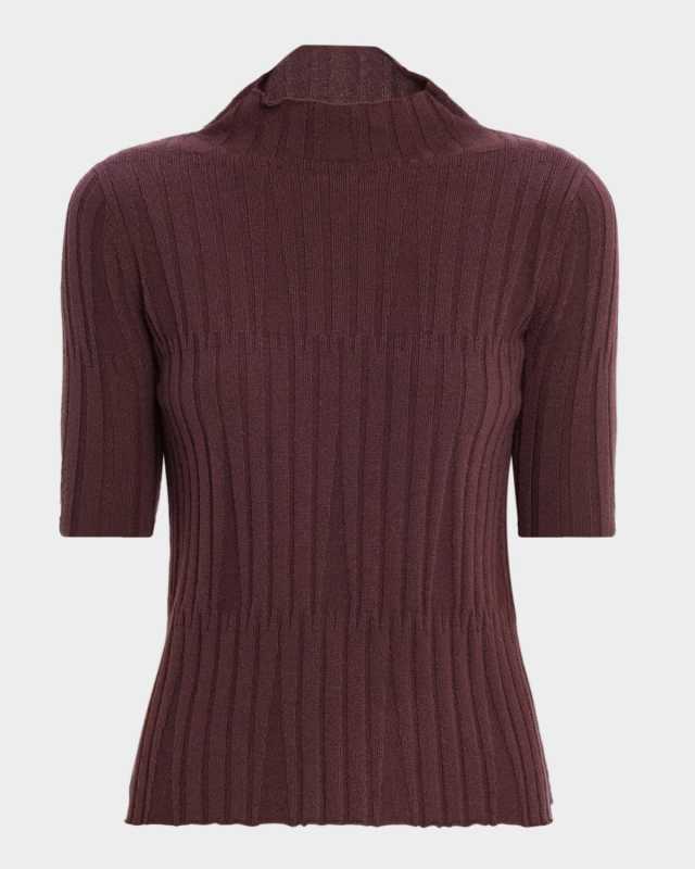 Cashmere Ribbed Mock-Neck Sweater